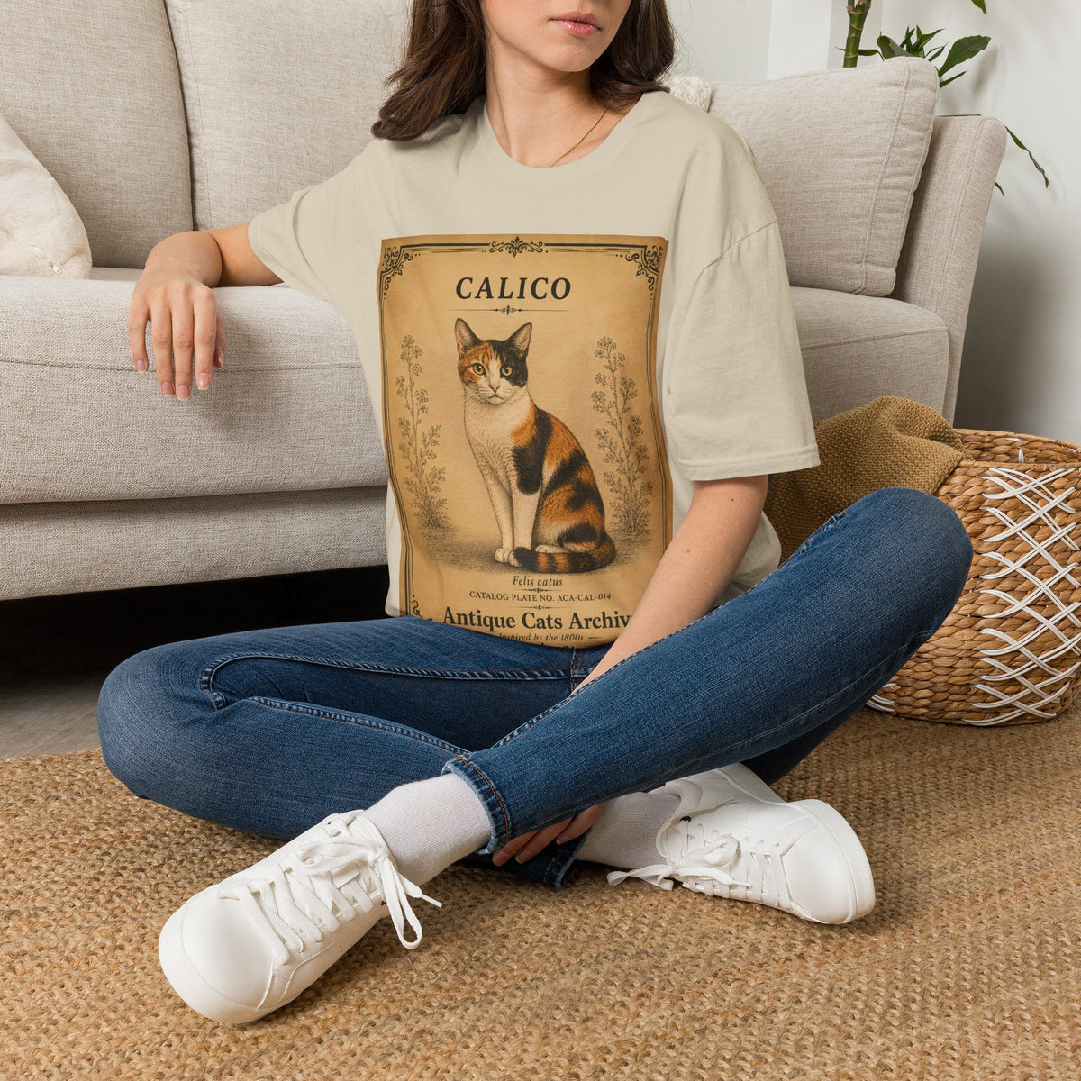 Calico Cat T-Shirt | Vintage Cat Illustration | Antique Cats Archive™