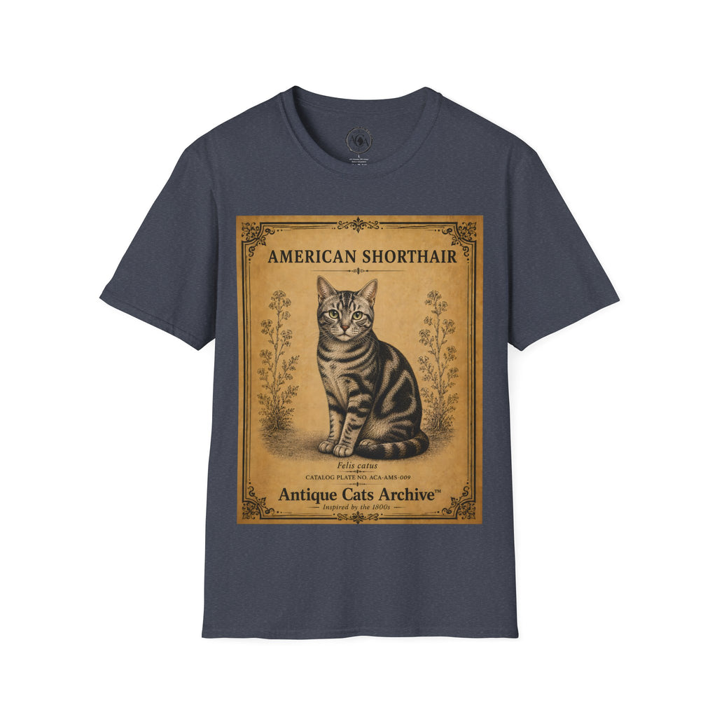 American Shorthair Cat T-Shirt | Vintage Cat Illustration | Antique Cats Archive™
