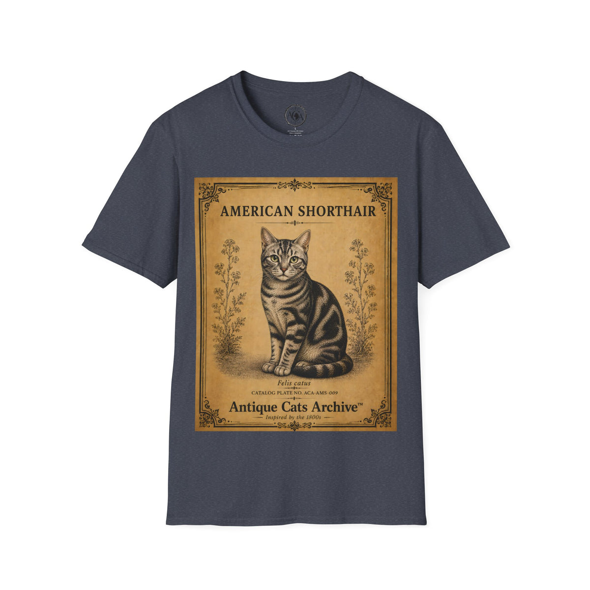 American Shorthair Cat T-Shirt | Vintage Cat Illustration | Antique Cats Archive™