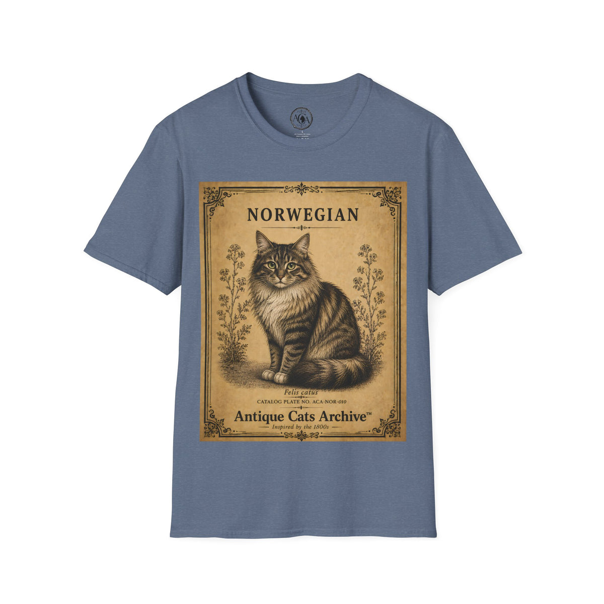 Norwegian Forest Cat T-Shirt | Vintage Cat Illustration | Antique Cats Archive™