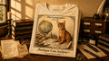 Antique Cats Archive™ Entry No. ACA-009-CAR “The Cartographer” Abyssinian Cat T-Shirt – Vintage 1800s Engraving Style