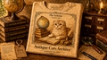 Antique Cats Archive™ Entry No. ACA-022-SCH “The Scholar” Scottish Fold Cat T-Shirt – Vintage 1800s Engraving Style