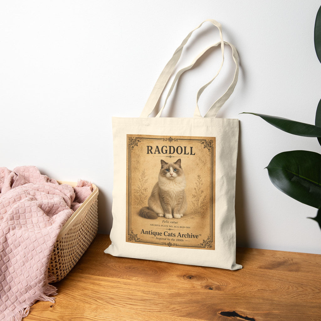 Ragdoll Cat Vintage Portrait Tote | Antique Cats Archive Canvas Tote