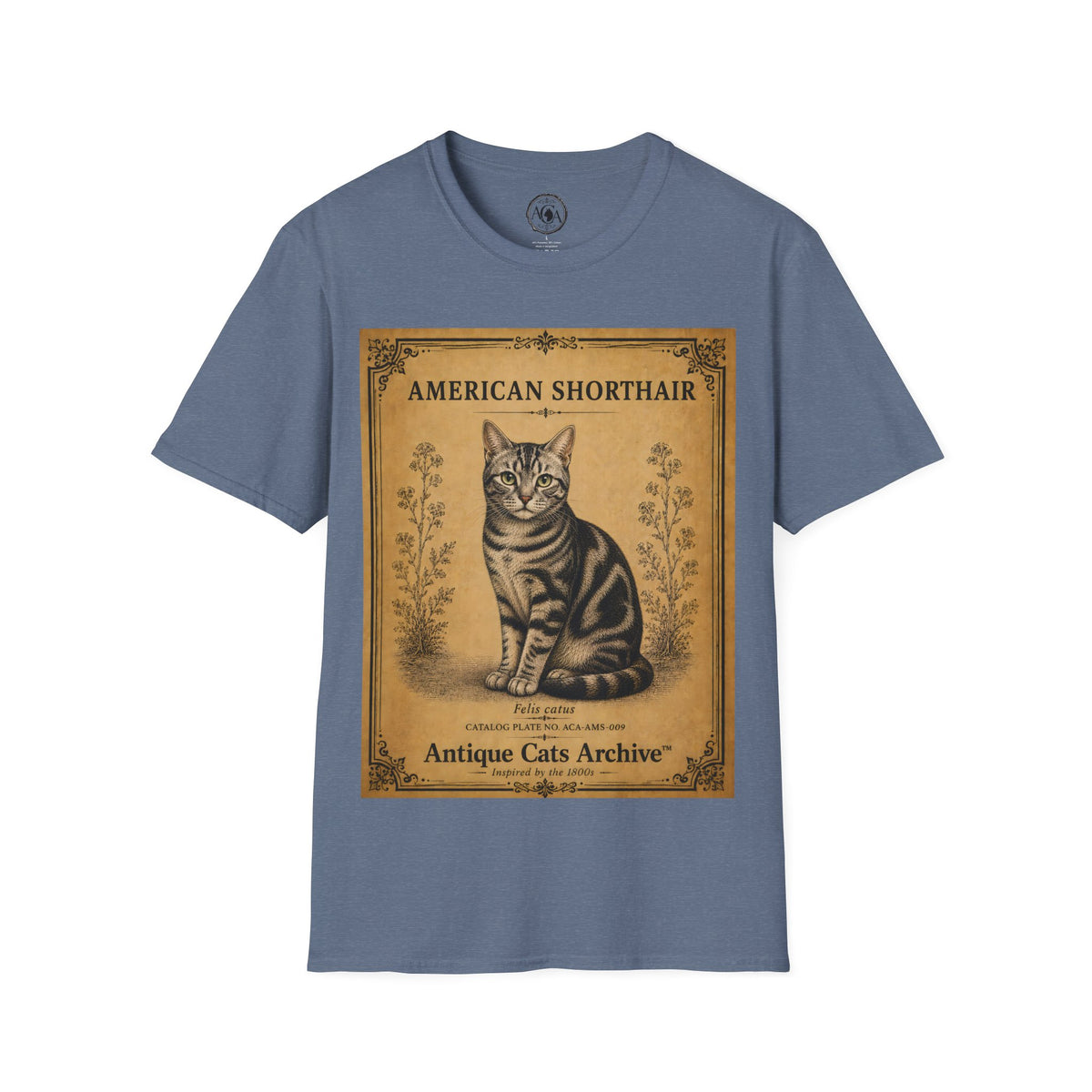 American Shorthair Cat T-Shirt | Vintage Cat Illustration | Antique Cats Archive™