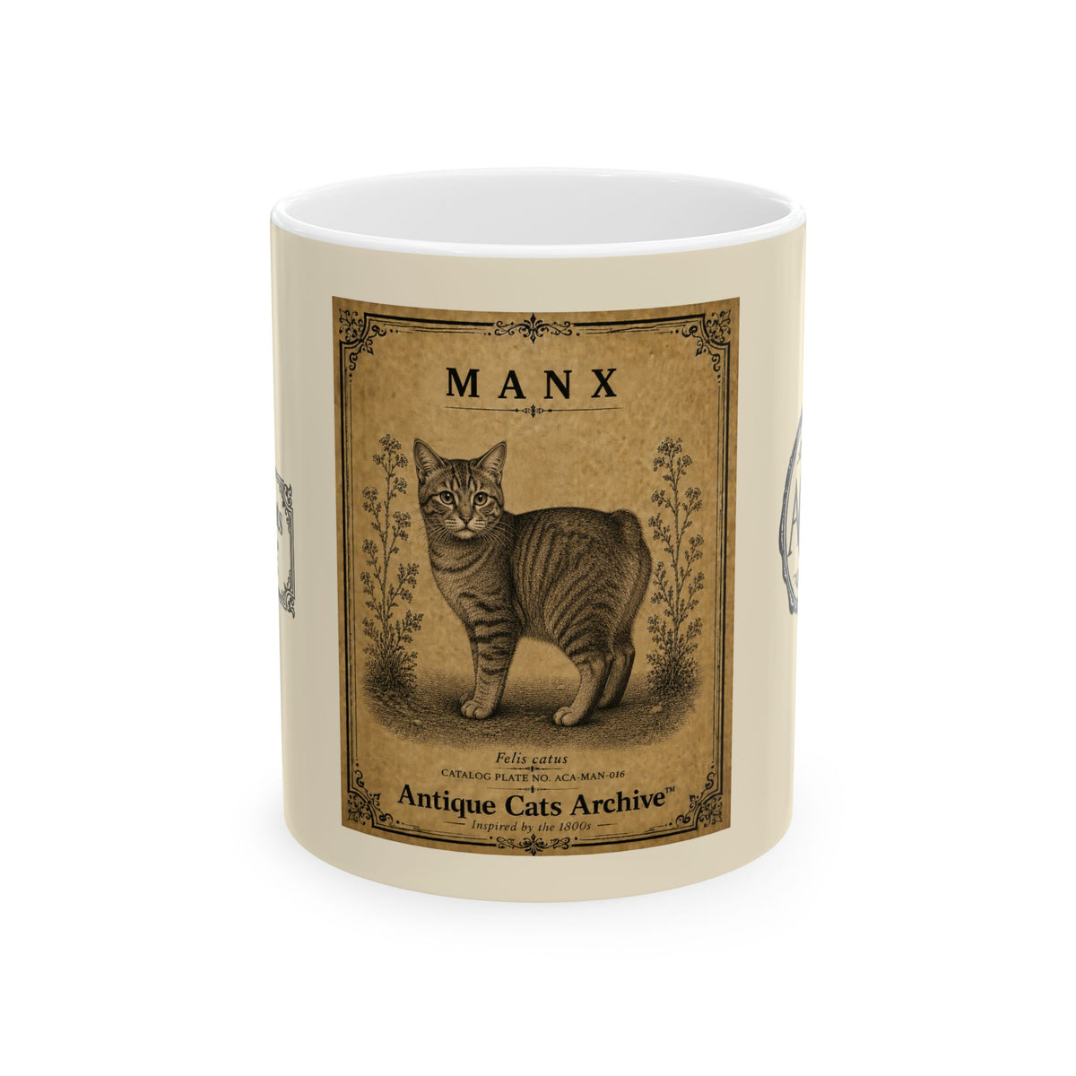 Vintage Manx Cat Ceramic Mug - Antique Cats Archive Tea & Coffee Cup (11oz)