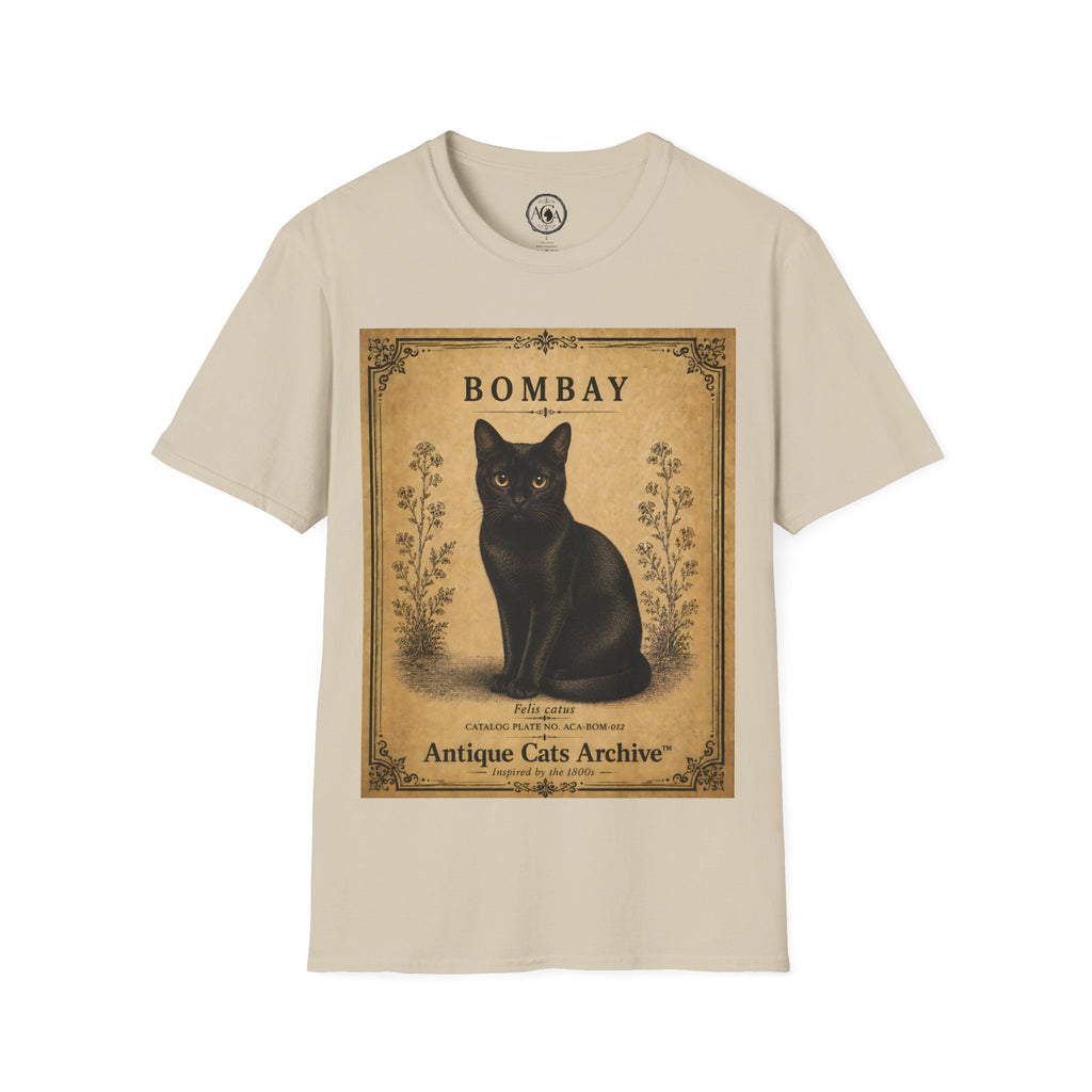 Bombay Cat T-Shirt | Vintage Black Cat Illustration | Antique Cats Archive™