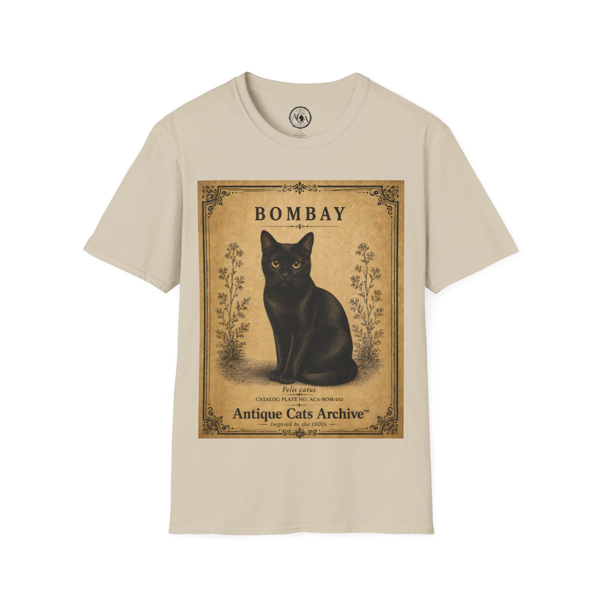 Bombay Cat T-Shirt | Vintage Black Cat Illustration | Antique Cats Archive™