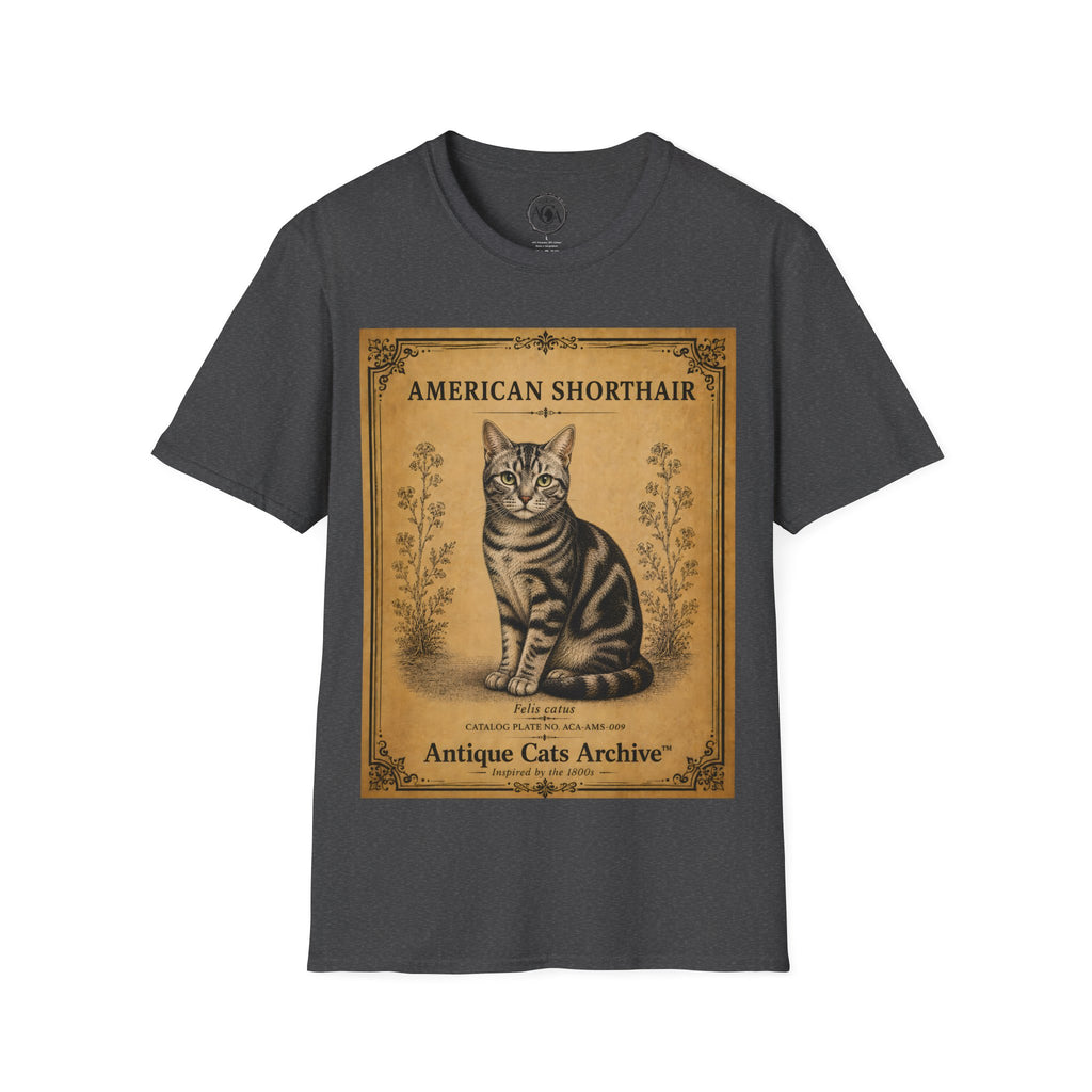 American Shorthair Cat T-Shirt | Vintage Cat Illustration | Antique Cats Archive™