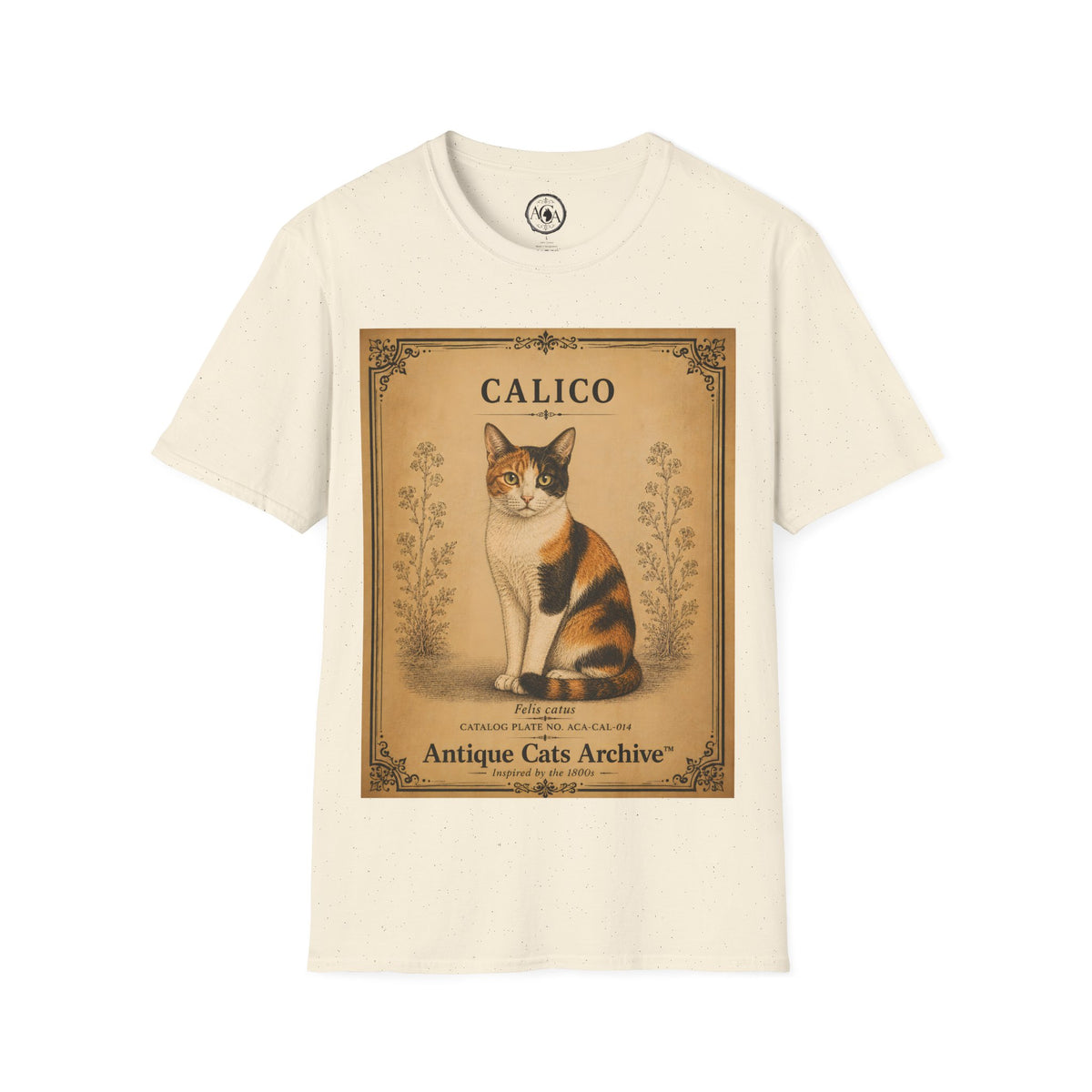 Calico Cat T-Shirt | Vintage Cat Illustration | Antique Cats Archive™