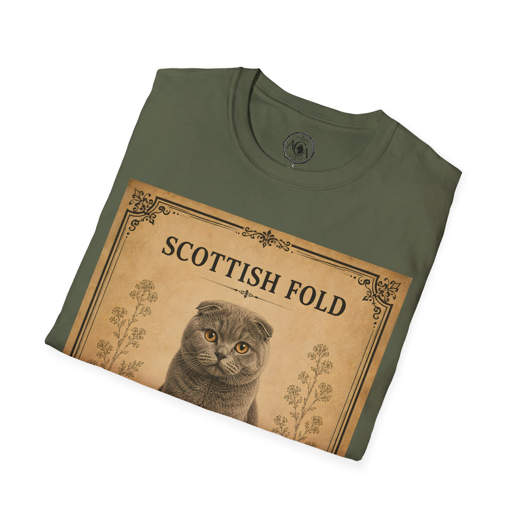 Scottish Fold Cat T-Shirt | Vintage Cat Illustration | Antique Cats Archive™