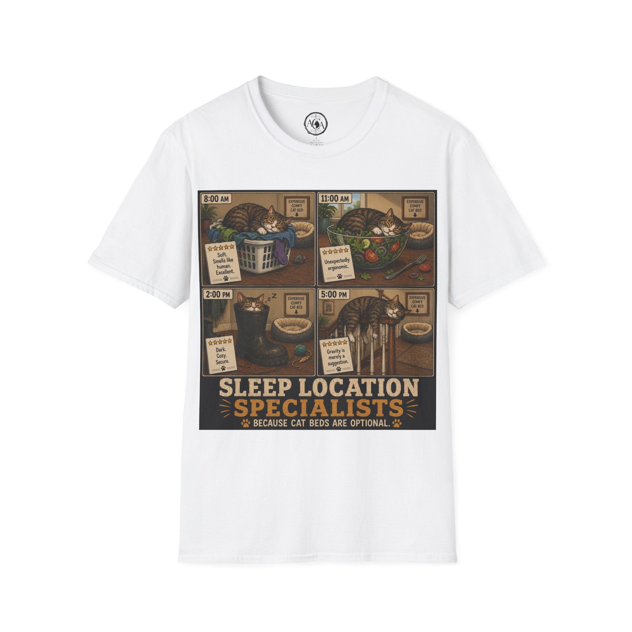 Funny Cat Shirt, Sleep Location Specialist, Cat Lover Gift, Cat Humor Tee, Cat Owner Gift, Funny Cat Sleeping Shirt