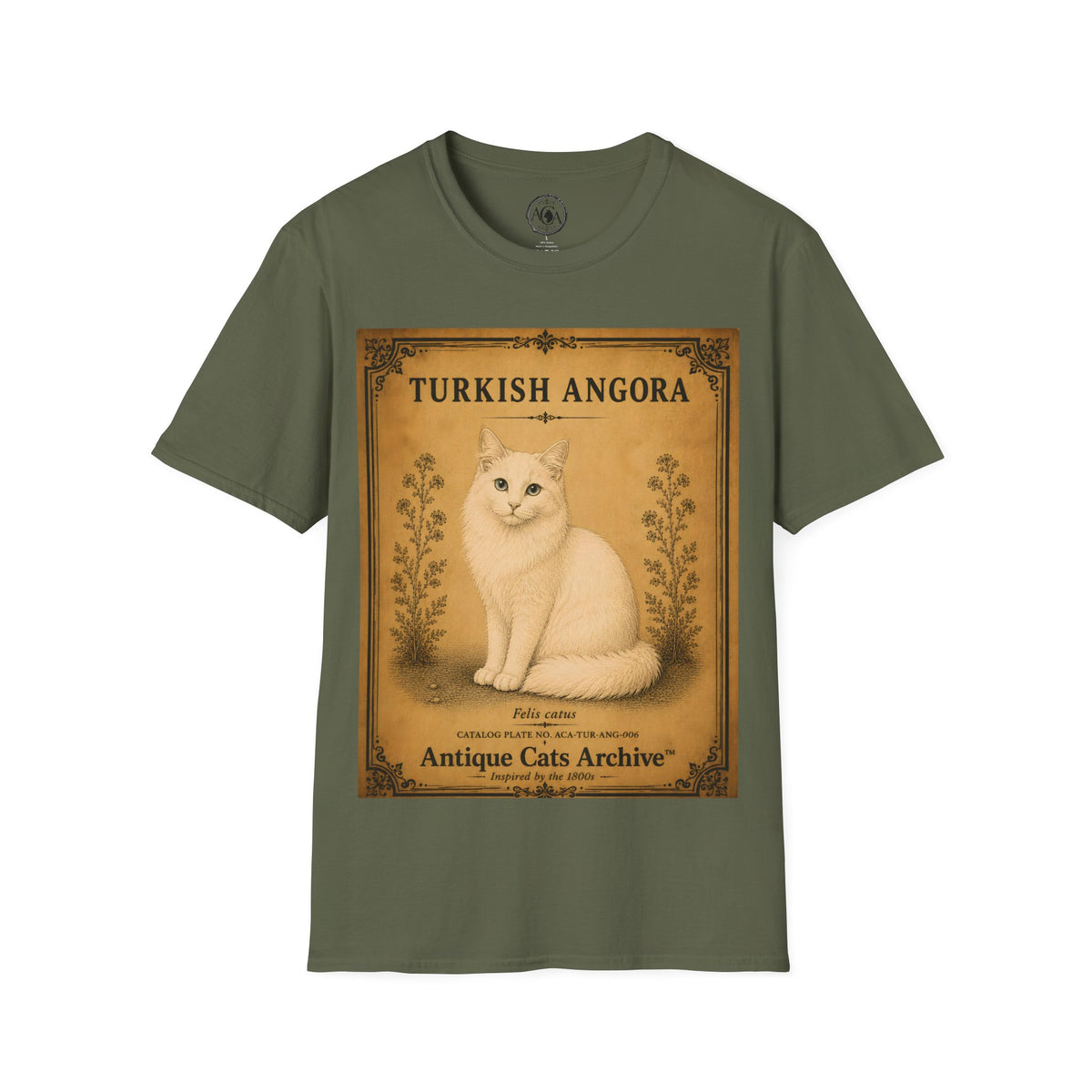 Turkish Angora Cat T-Shirt | Vintage Cat Illustration | Antique Cats Archive™