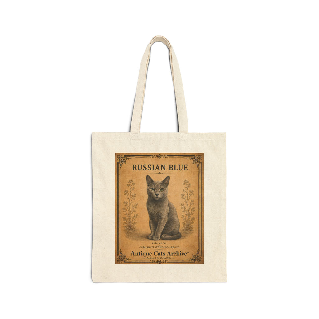 Russian Blue Cat Tote | Vintage Antique Cats Poster Canvas