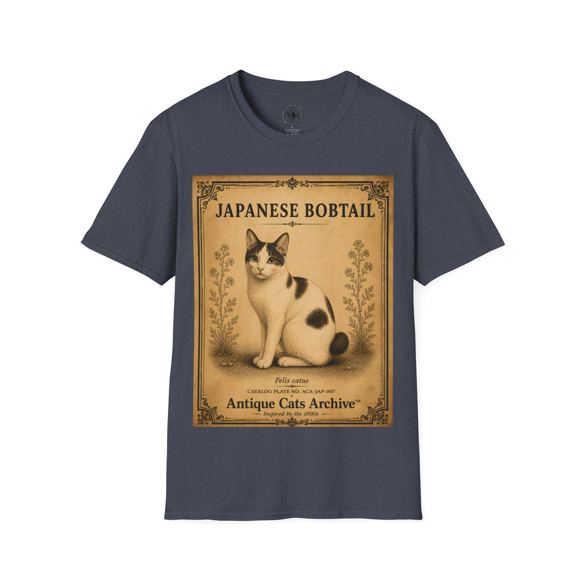 Japanese Bobtail Cat T-Shirt | Vintage Cat Illustration | Antique Cats Archive™