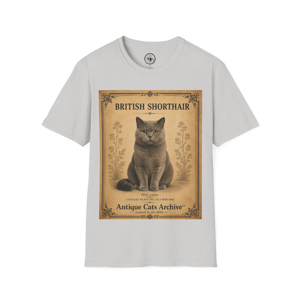 British Shorthair Cat T-Shirt | Vintage Cat Illustration | Antique Cats Archive™