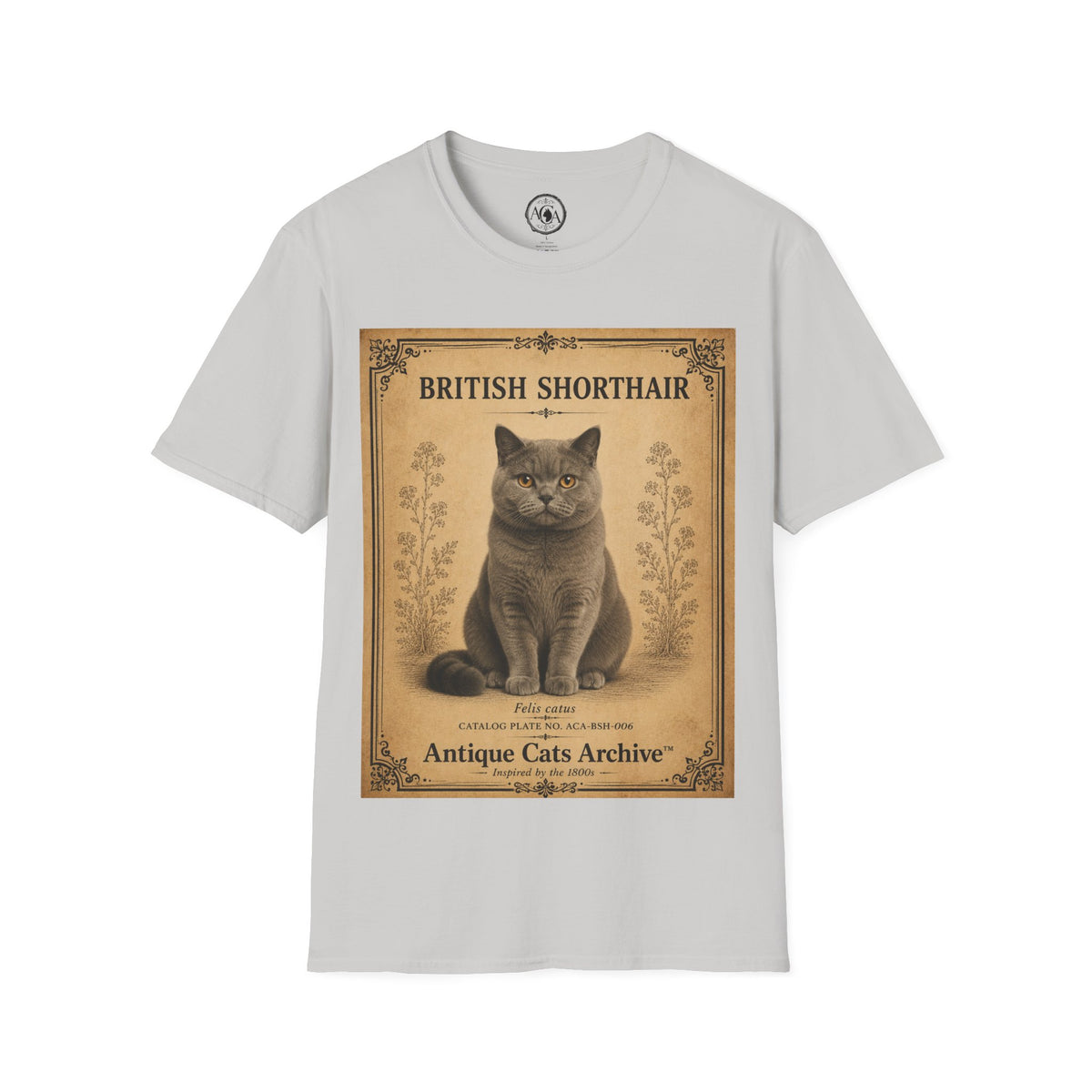 British Shorthair Cat T-Shirt | Vintage Cat Illustration | Antique Cats Archive™