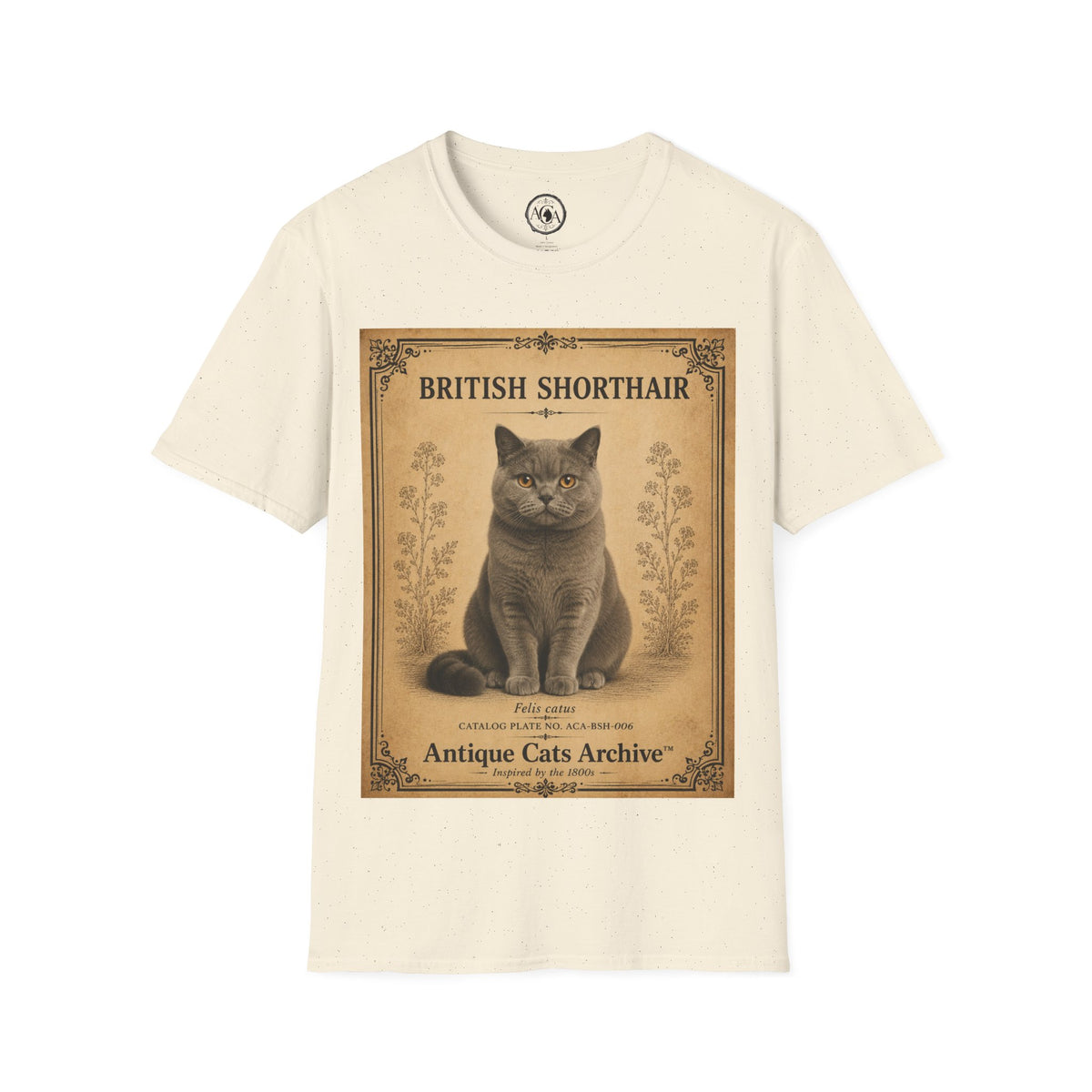 British Shorthair Cat T-Shirt | Vintage Cat Illustration | Antique Cats Archive™