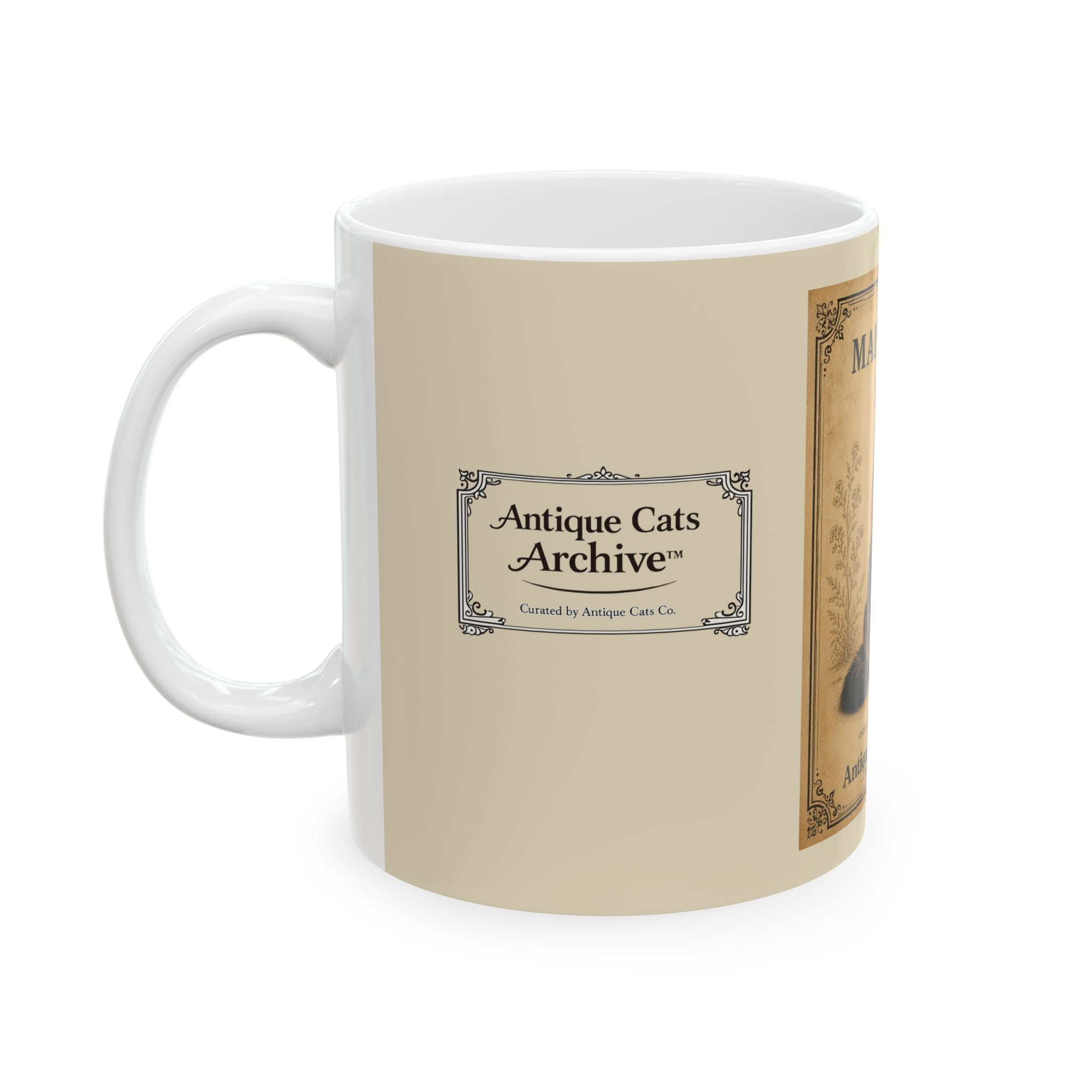 Maine Coon Antique Cats Archive Mug 11 oz. | Vintage Cat Illustration