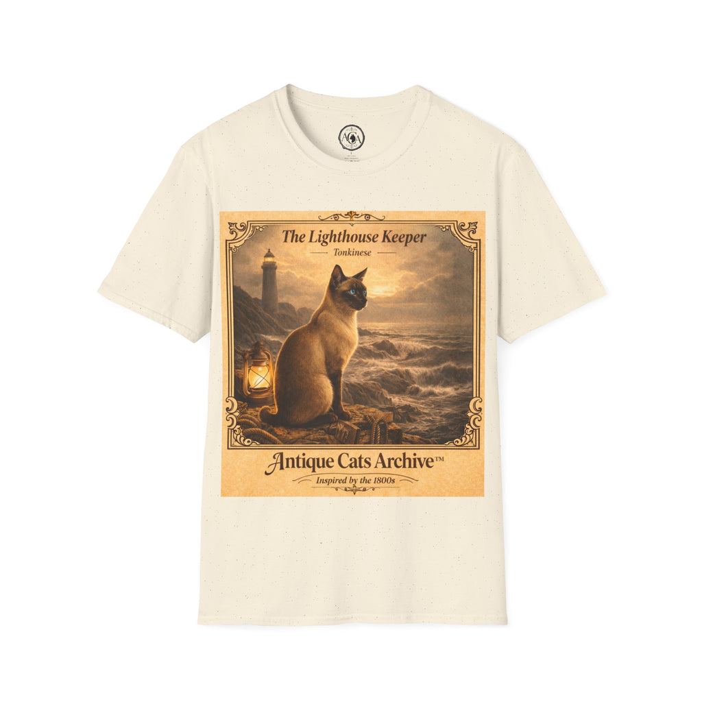 Antique Cats Archive™ Entry No. ACA-016-FND “The Lighthouse Keeper” Tabby Cat T-Shirt – Vintage 1800s Engraving Style