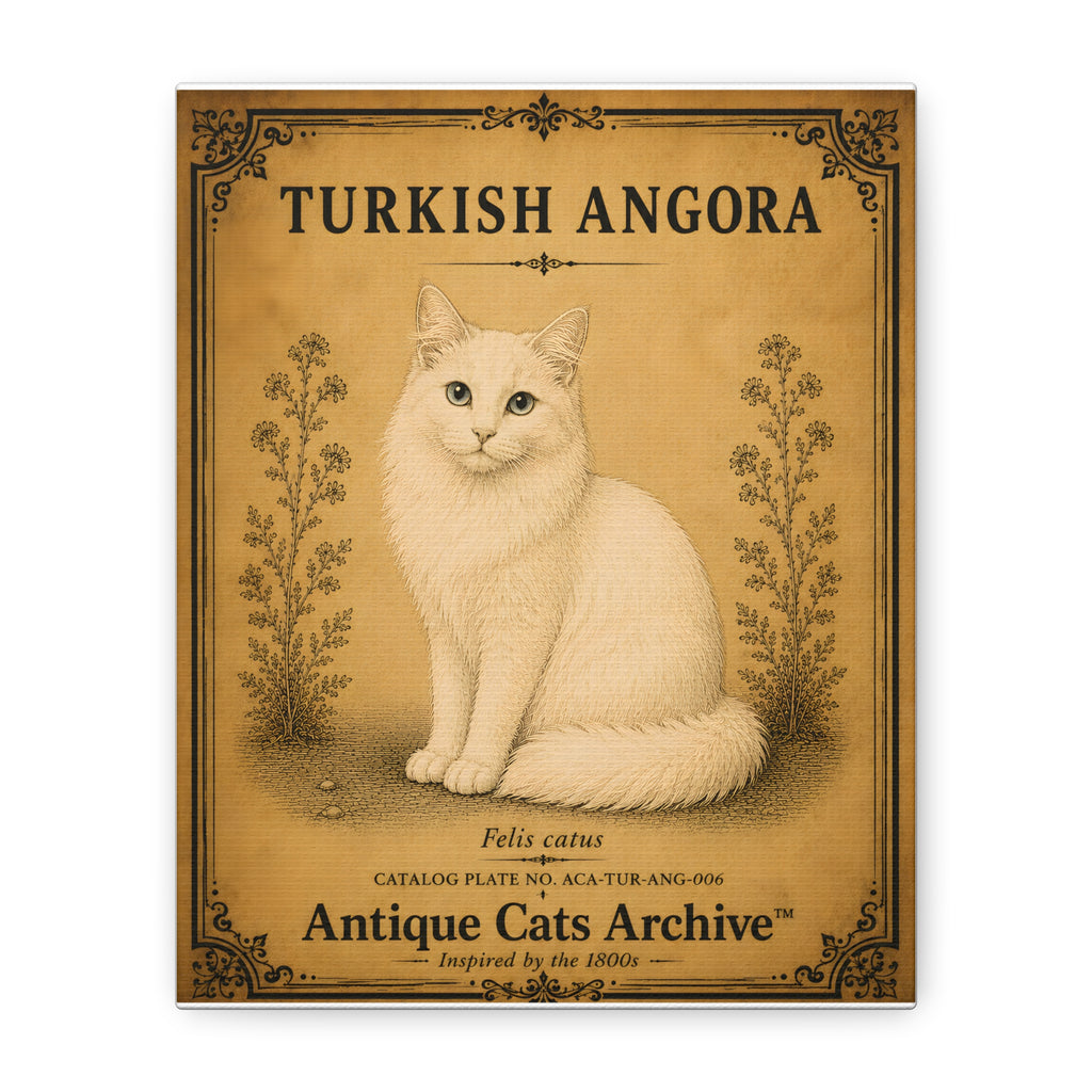 Turkish Angora Cat Canvas | Vintage Antique Cats Archive Wall Art