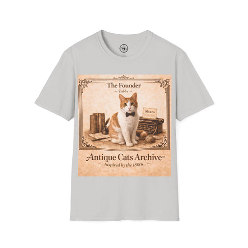 Antique Cats Archive™ Entry No. ACA-001-FND “The Founder” Tabby Cat T-Shirt – Vintage 1800s Engraving Style