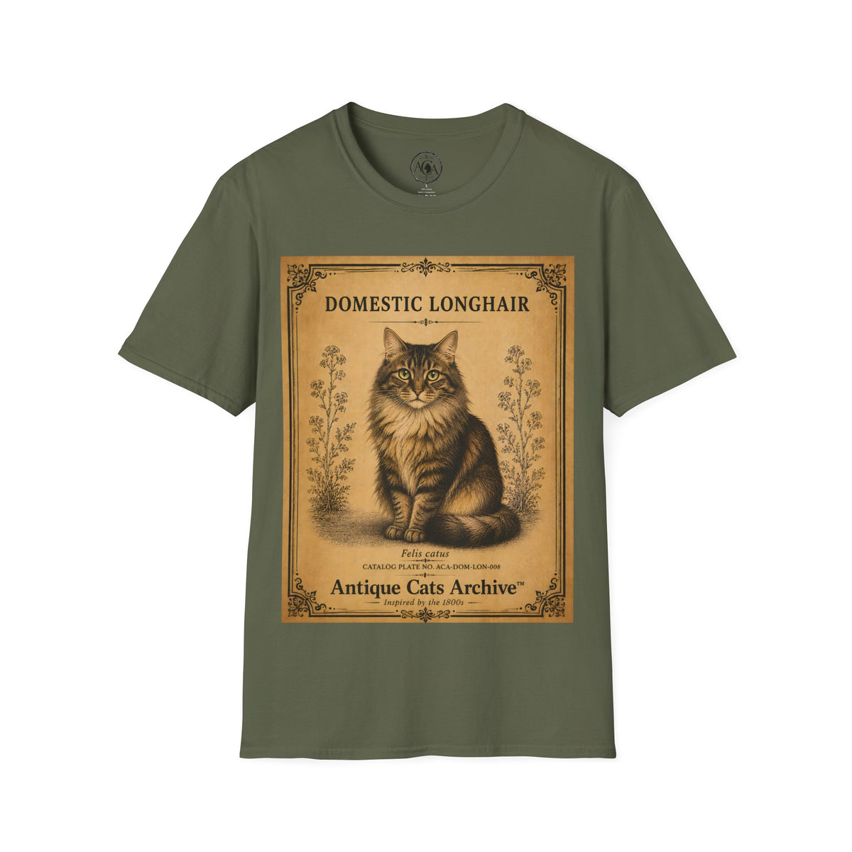 Domestic Longhair Cat T-Shirt | Vintage Cat Illustration | Antique Cats Archive™