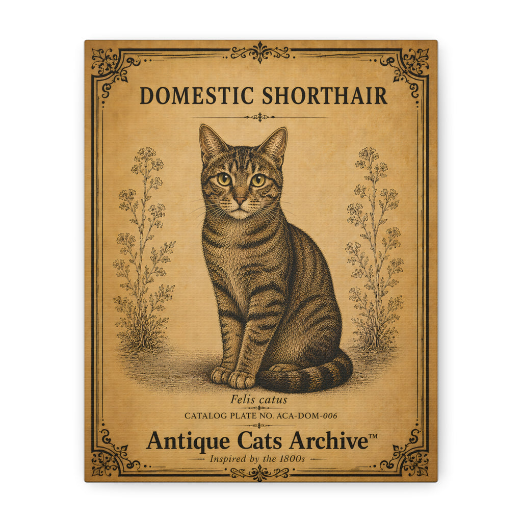Domestic Shorthair Cat Canvas | Vintage Antique Cats Archive Wall Art