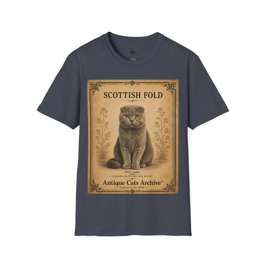 Scottish Fold Cat T-Shirt | Vintage Cat Illustration | Antique Cats Archive™