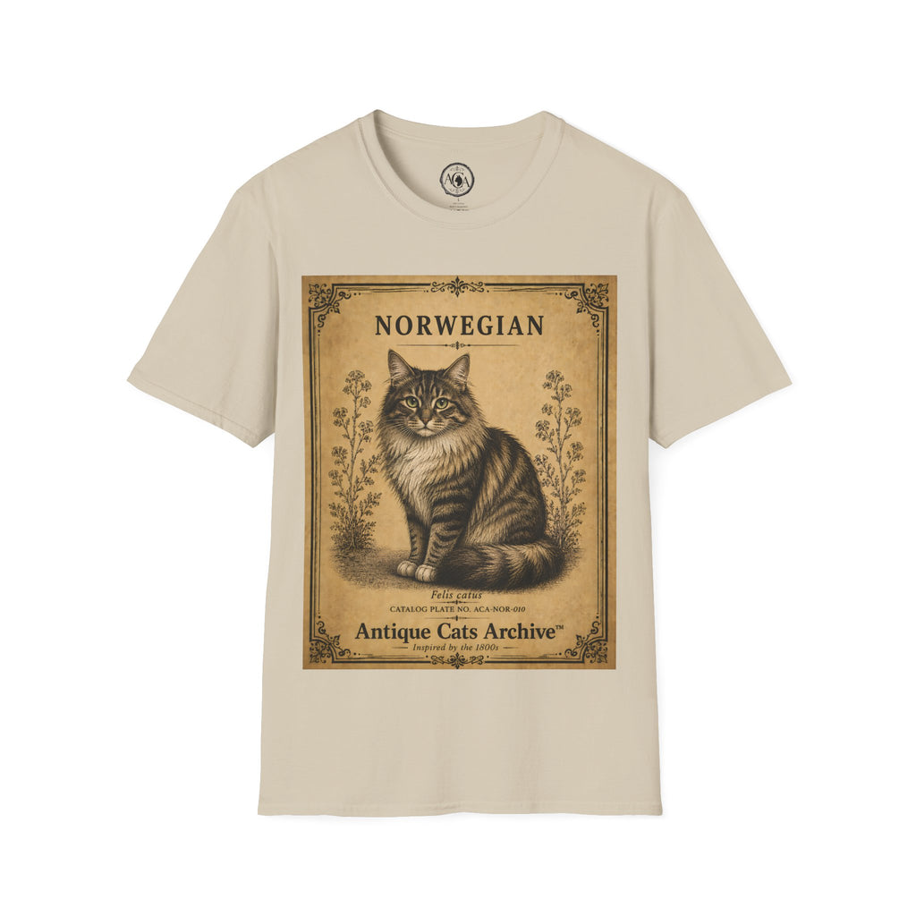 Norwegian Forest Cat T-Shirt | Vintage Cat Illustration | Antique Cats Archive™
