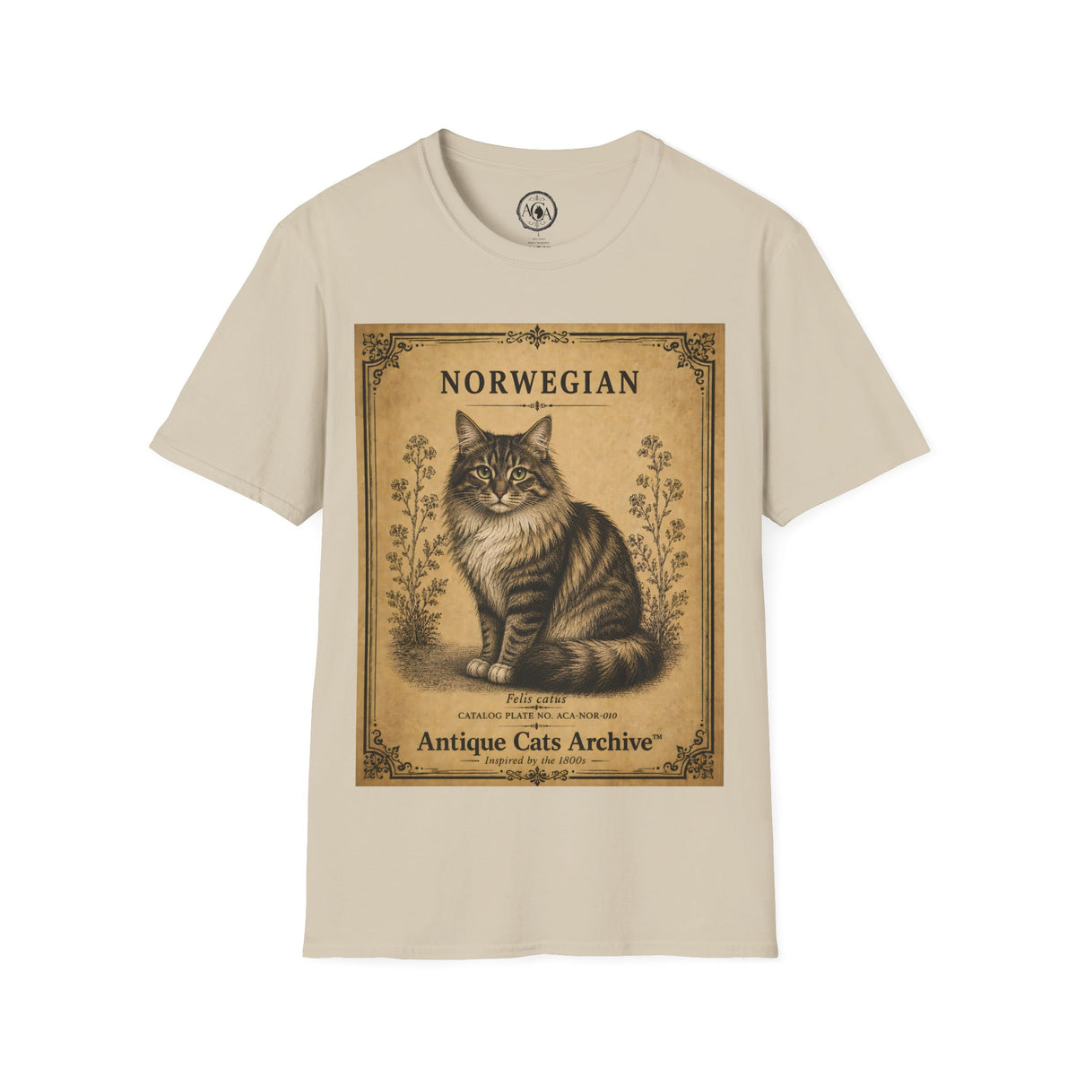 Norwegian Forest Cat T-Shirt | Vintage Cat Illustration | Antique Cats Archive™