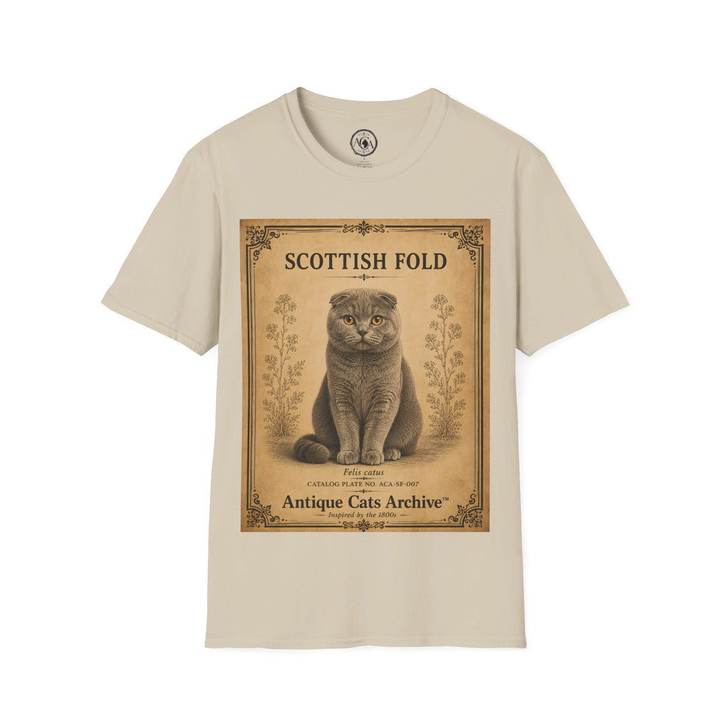 Scottish Fold Cat T-Shirt | Vintage Cat Illustration | Antique Cats Archive™