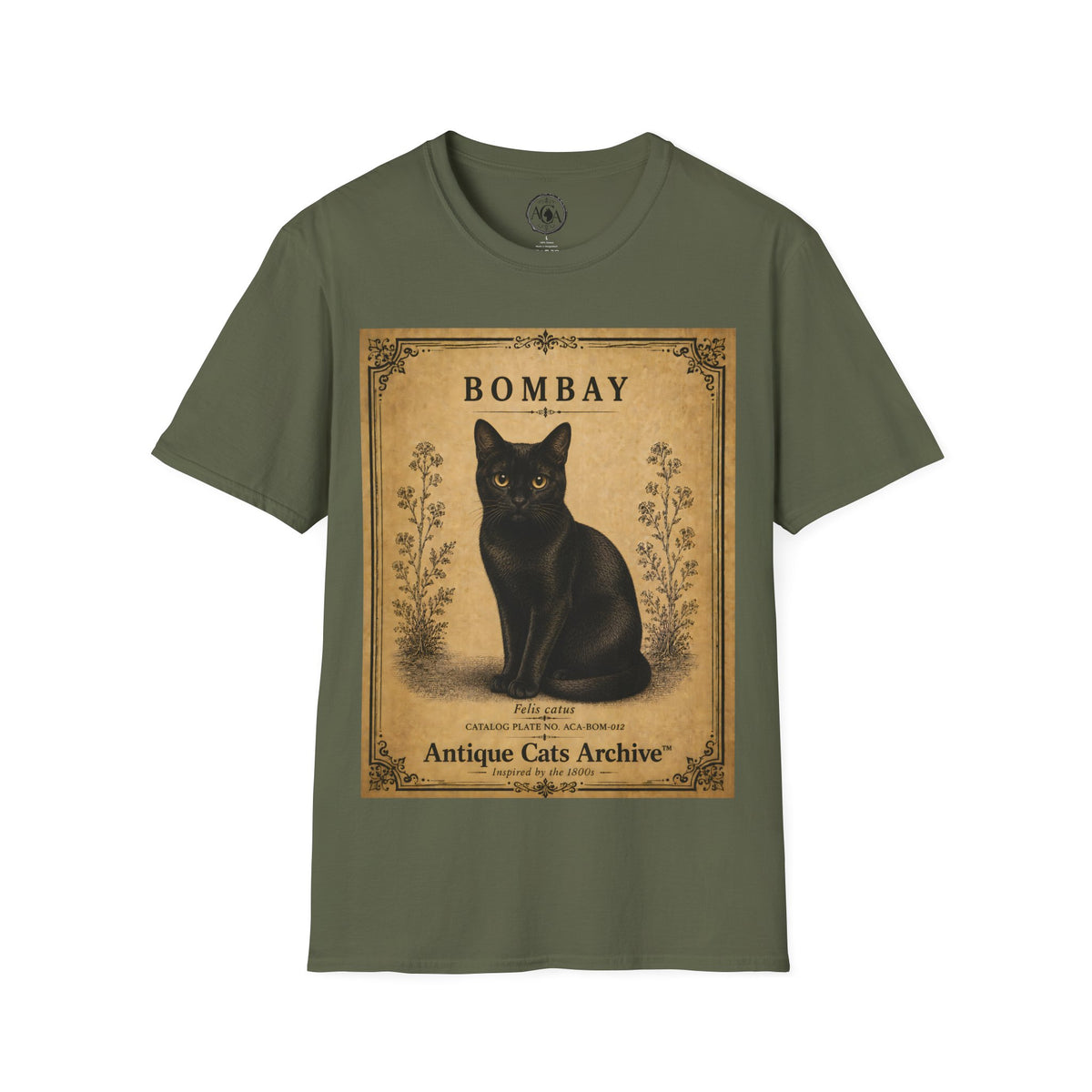 Bombay Cat T-Shirt | Vintage Black Cat Illustration | Antique Cats Archive™