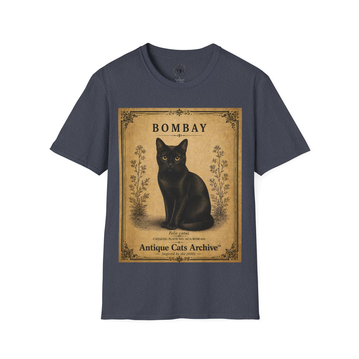 Bombay Cat T-Shirt | Vintage Black Cat Illustration | Antique Cats Archive™