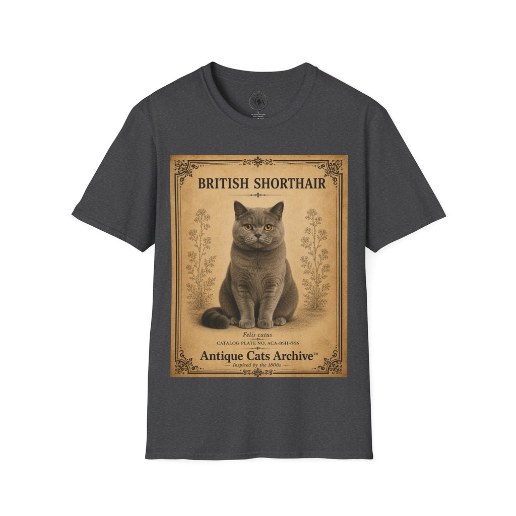 British Shorthair Cat T-Shirt | Vintage Cat Illustration | Antique Cats Archive™