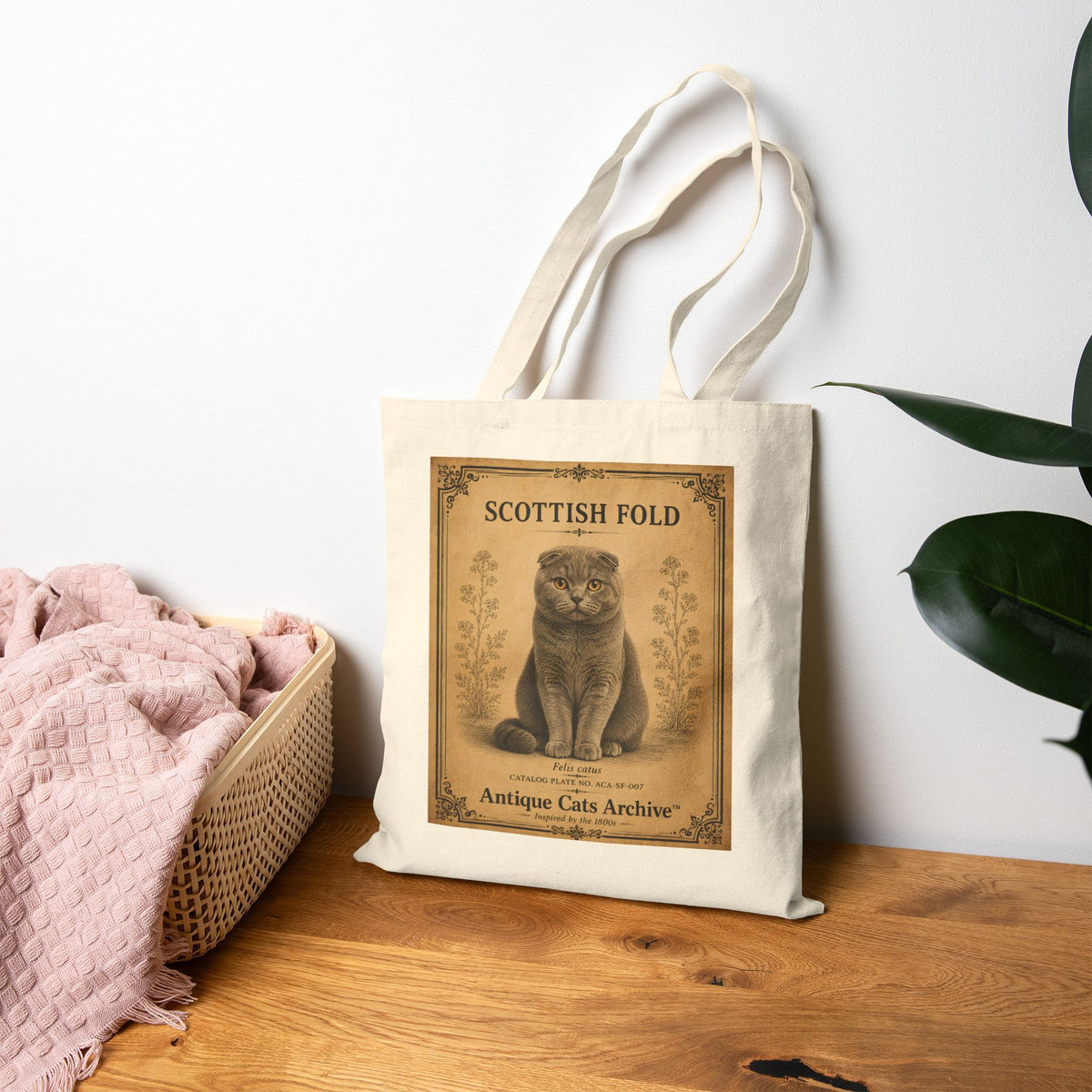Scottish Fold Vintage Cat Poster Tote Bag | Antique Cats Archive