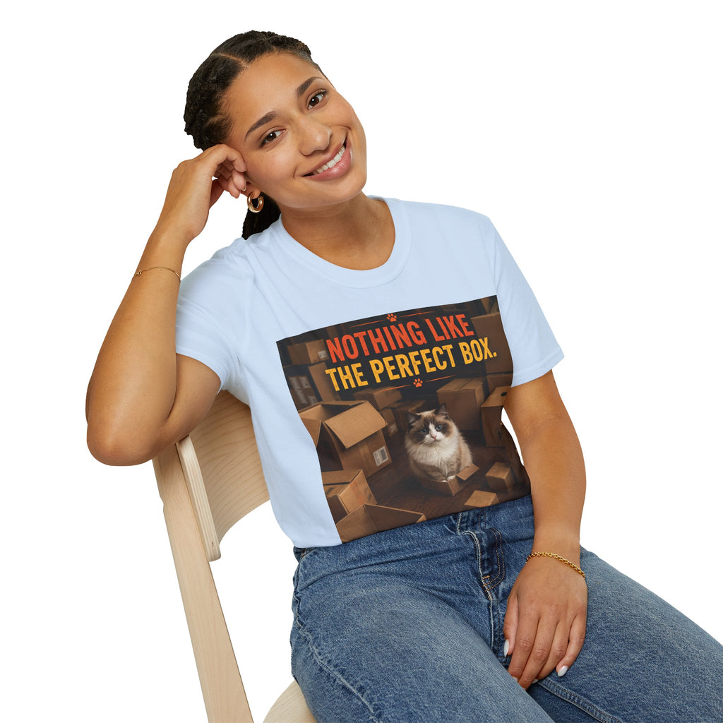 Cat Lover T‑Shirt — “Nothing Like The Perfect Box” Graphic Tee