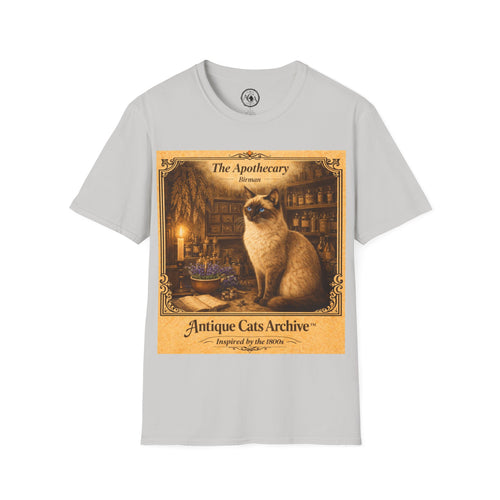 Antique Cats Archive™ Entry No. ACA-003-ALC “The Apothecary” Birman Cat T-Shirt – Vintage 1800s Engraving Style