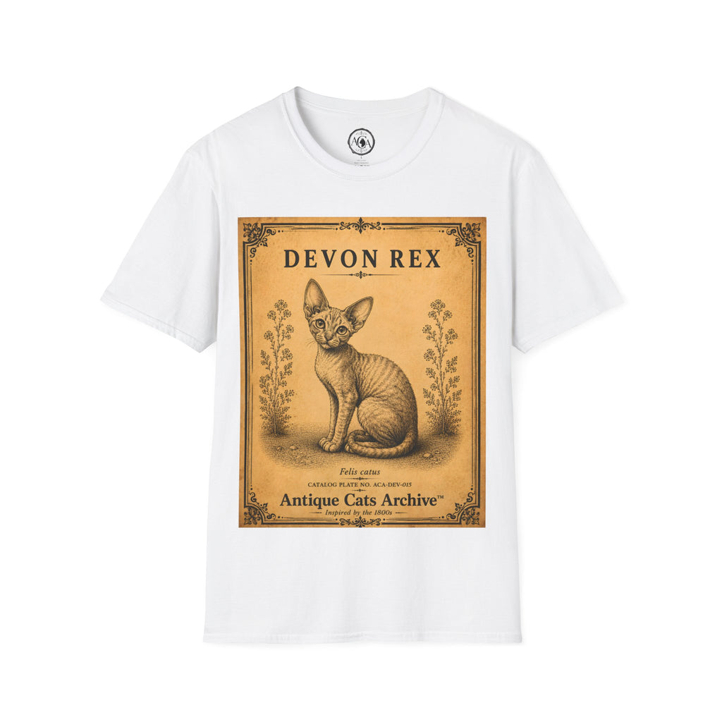 Devon Rex Cat T-Shirt | Vintage Cat Illustration | Antique Cats Archive™