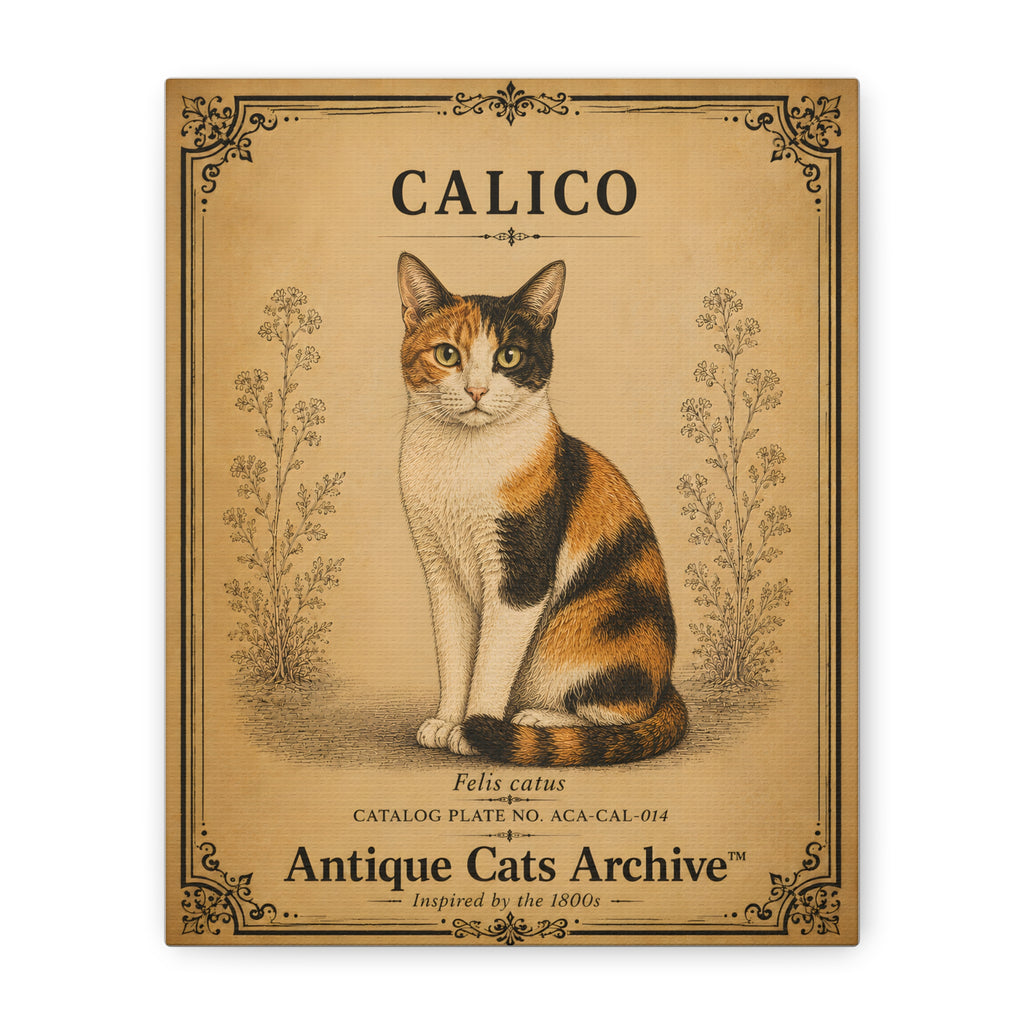 Calico Cat Canvas | Vintage Antique Cats Archive Wall Art