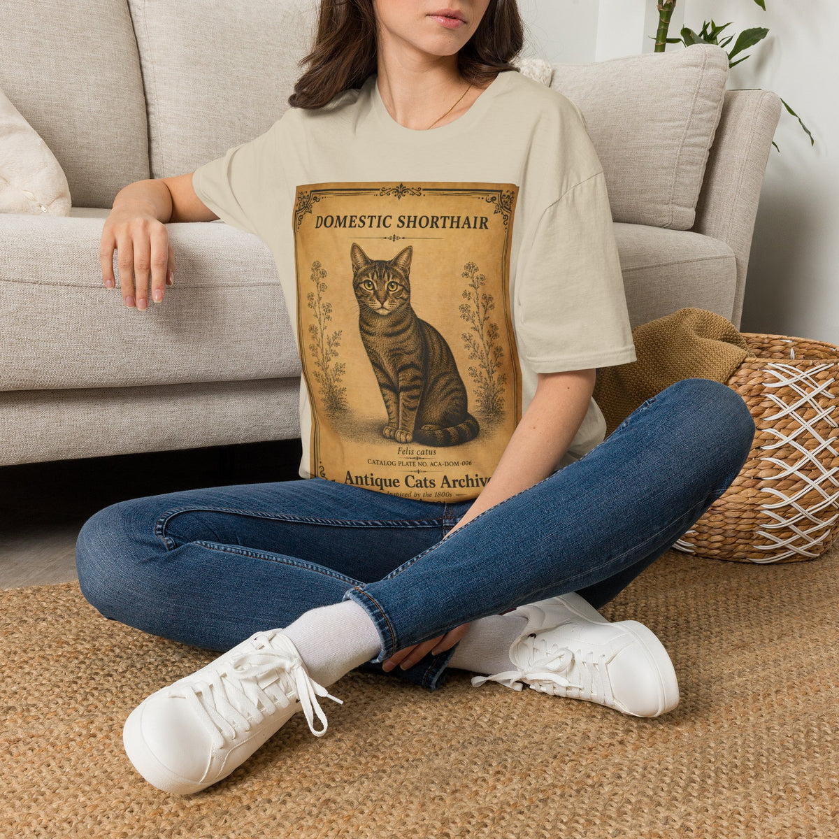 Domestic Shorthair Cat T-Shirt | Vintage Cat Illustration | Antique Cats Archive™