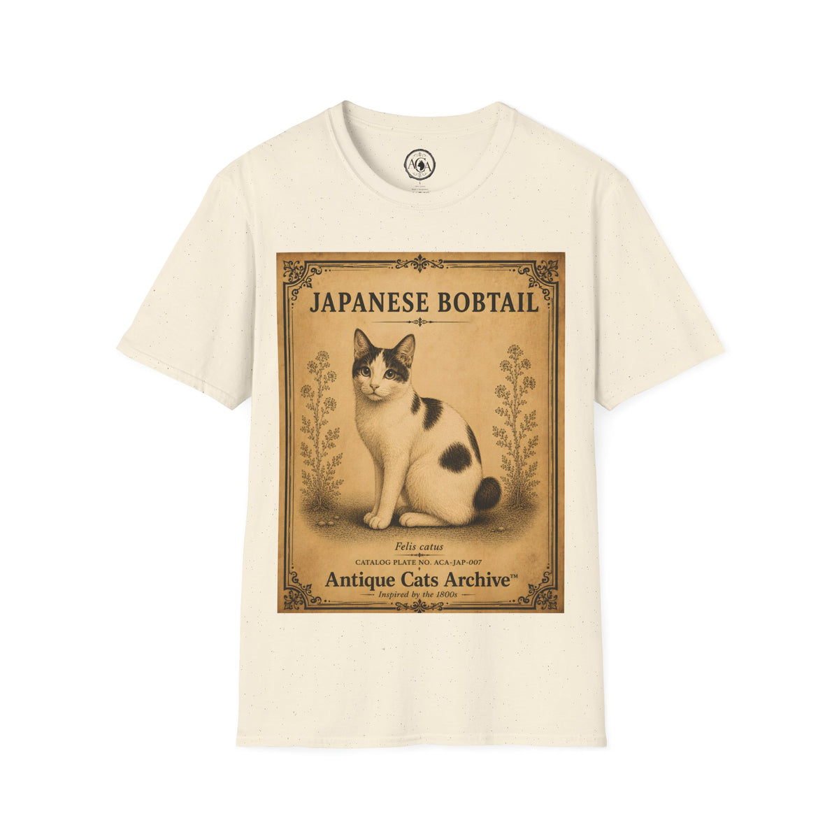 Japanese Bobtail Cat T-Shirt | Vintage Cat Illustration | Antique Cats Archive™