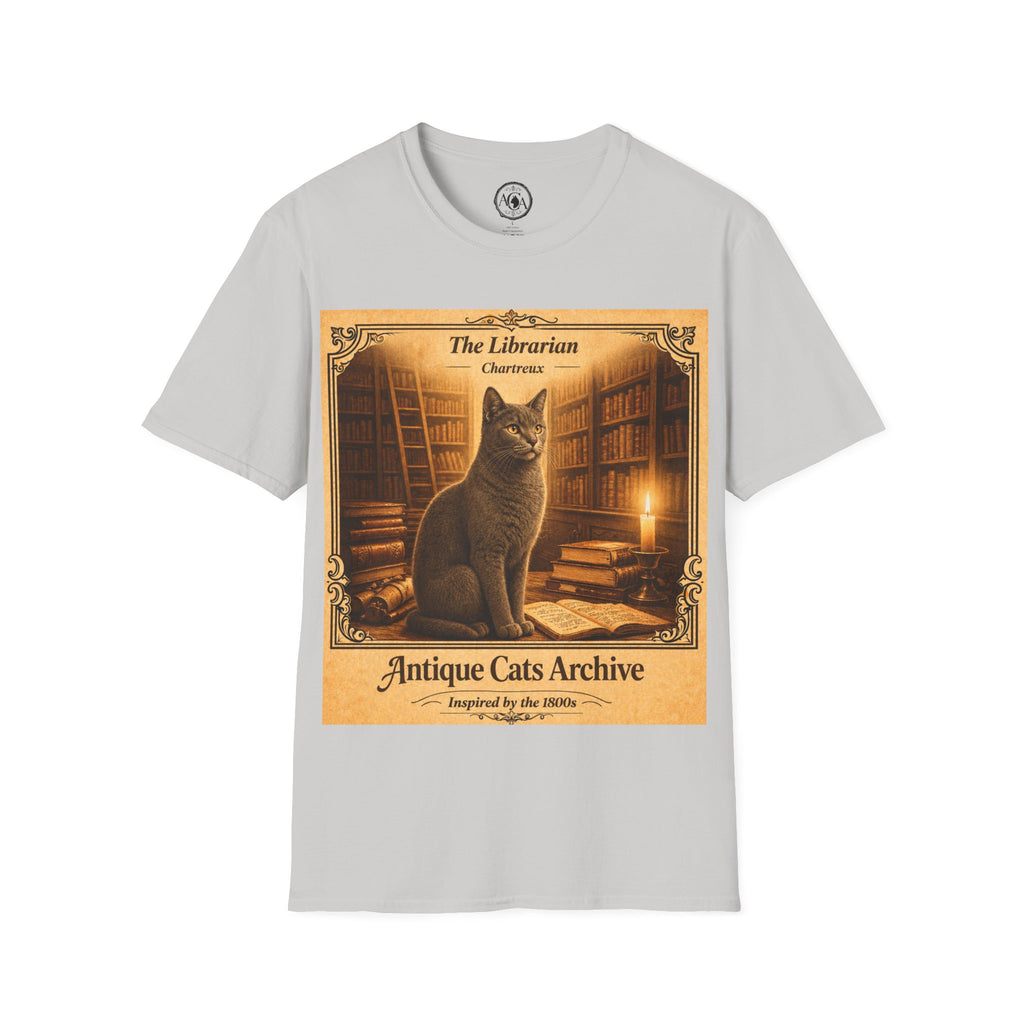 Antique Cats Archive™ Entry No. ACA-015-FND “The Librarian” Tabby Cat T-Shirt – Vintage 1800s Engraving Style