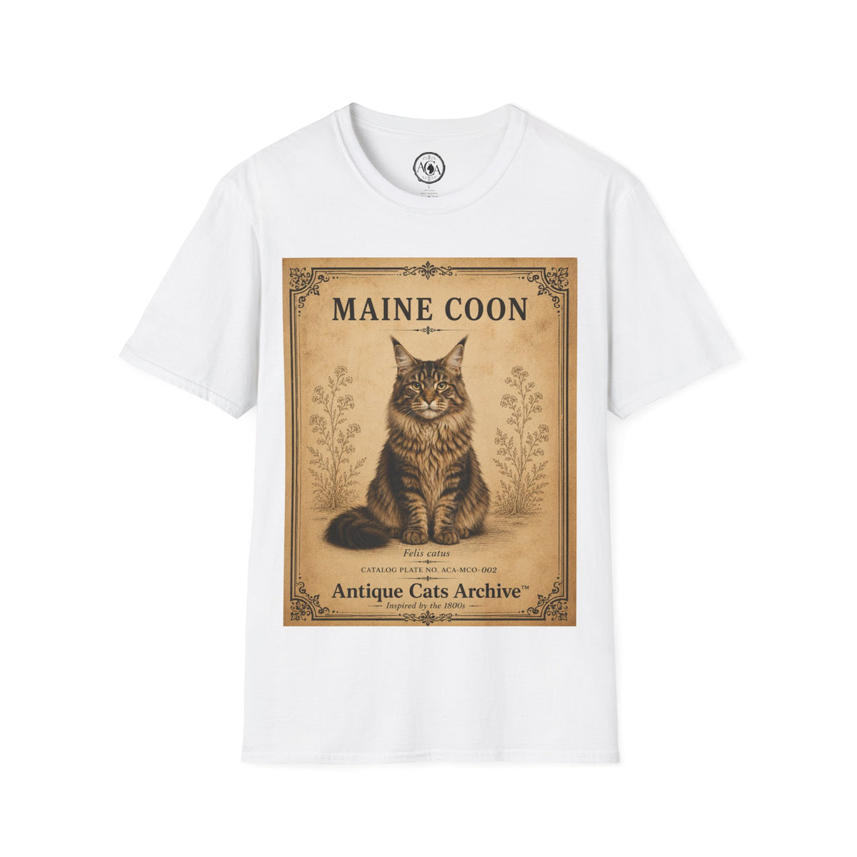 Maine Coon Cat T-Shirt | Vintage Cat Illustration | Antique Cats Archive™