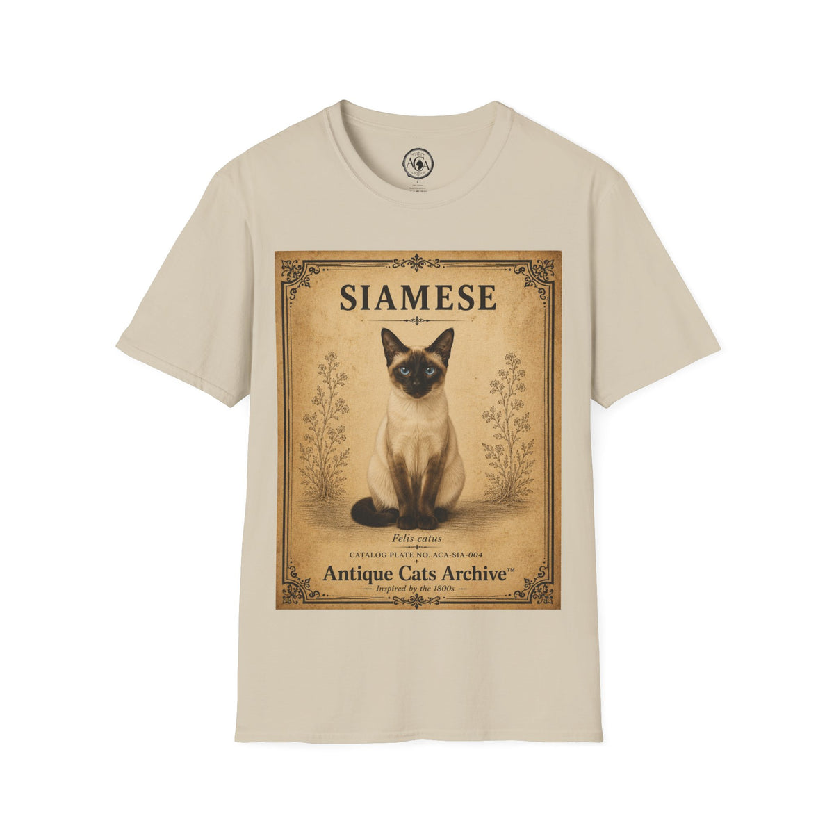 Siamese Cat T-Shirt | Vintage Cat Illustration | Antique Cats Archive™