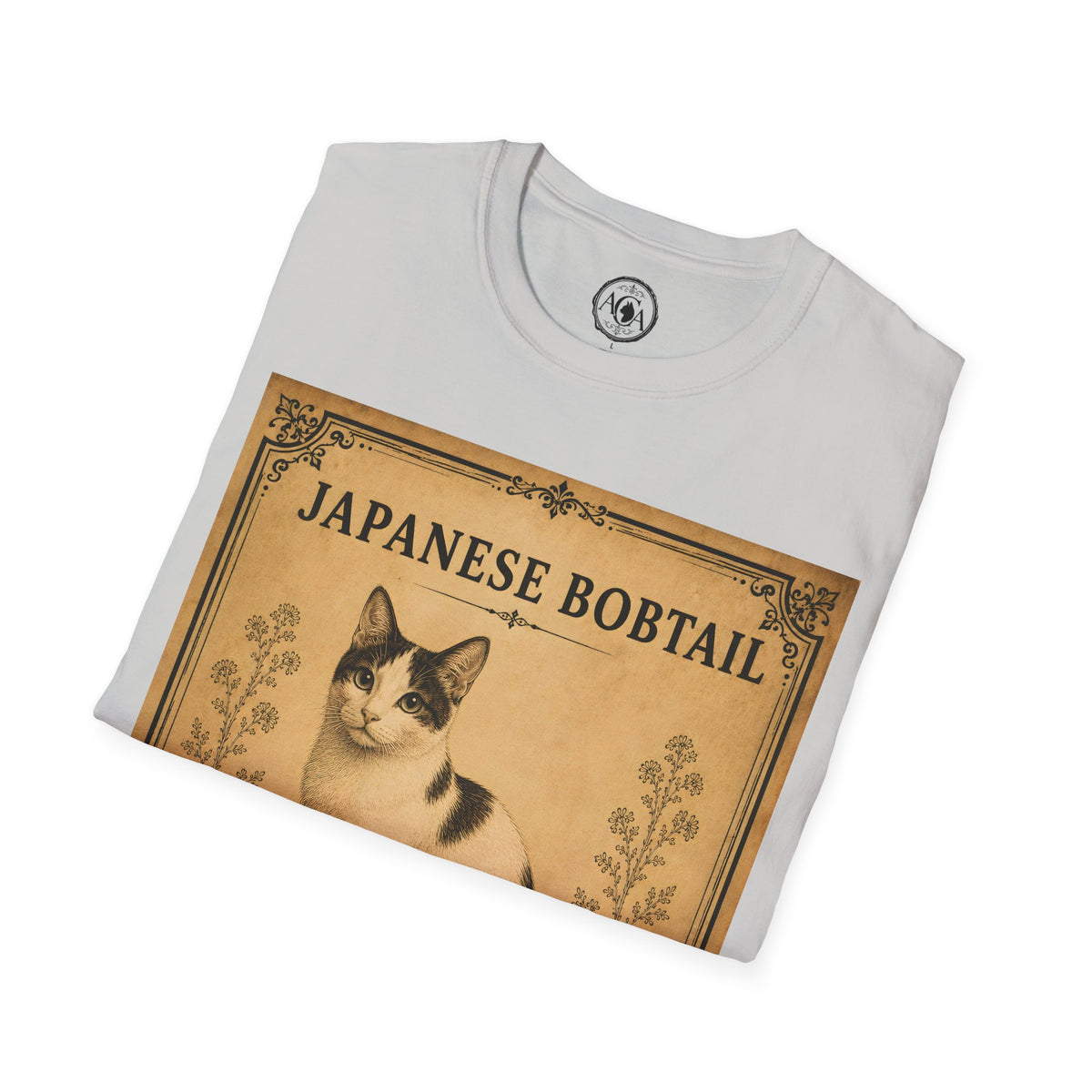 Japanese Bobtail Cat T-Shirt | Vintage Cat Illustration | Antique Cats Archive™