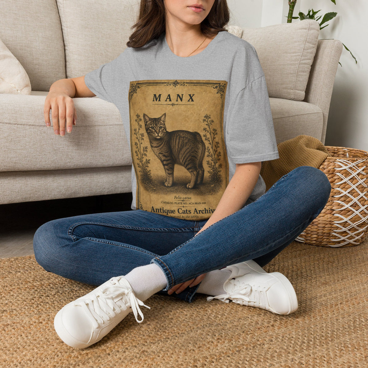 Manx Cat T-Shirt | Vintage Cat Illustration | Antique Cats Archive™