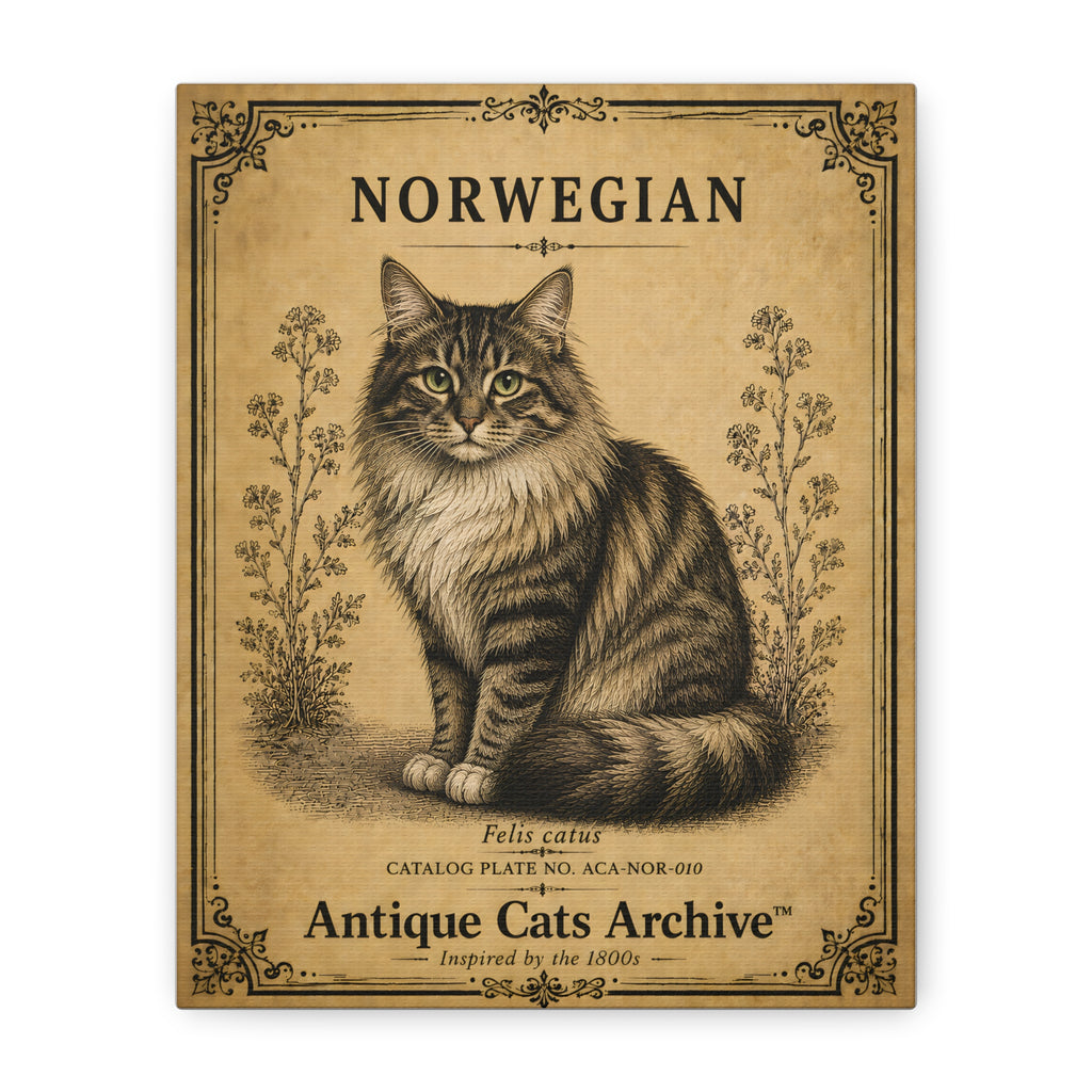 Norwegian Forest Cat Canvas | Vintage Antique Cats Archive Wall Art