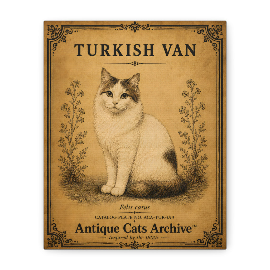 Turkish Van Canvas Wall Art | Vintage Cat Portrait | Antique Cats Archive™