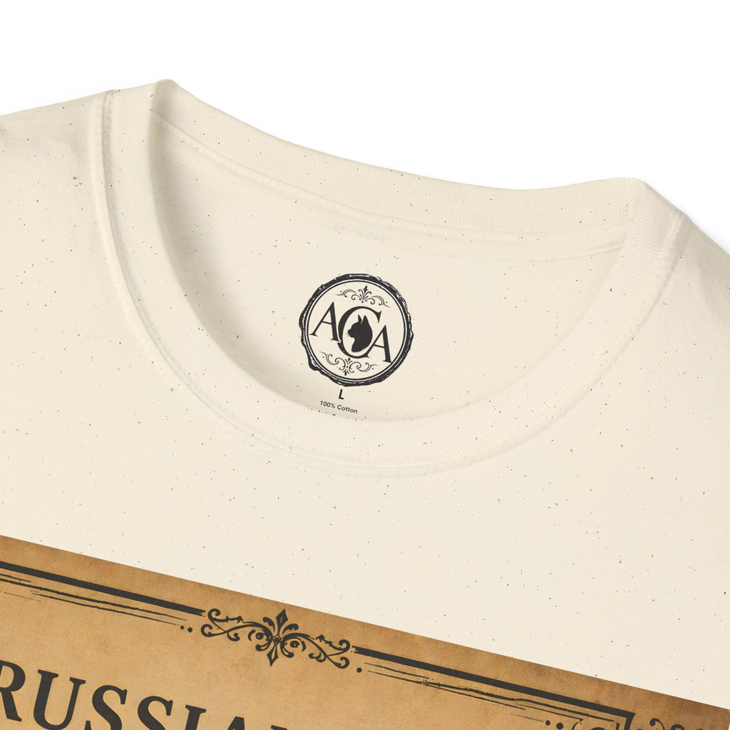 Russian Blue Cat T-Shirt | Vintage Cat Illustration | Antique Cats Archive™