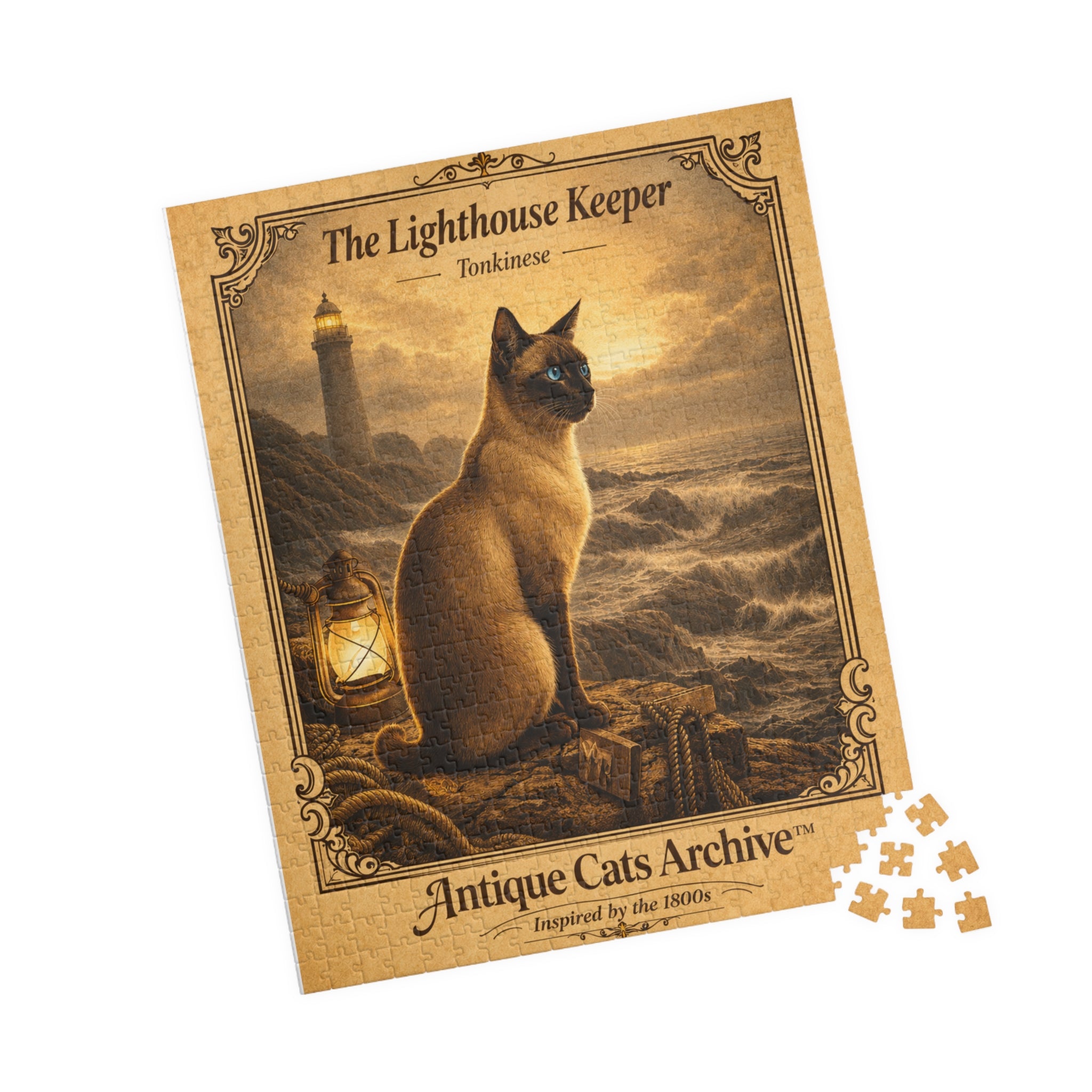 Lighthouse Keeper Cat Jigsaw Puzzle — Antique Cats Archive (520 pcs)